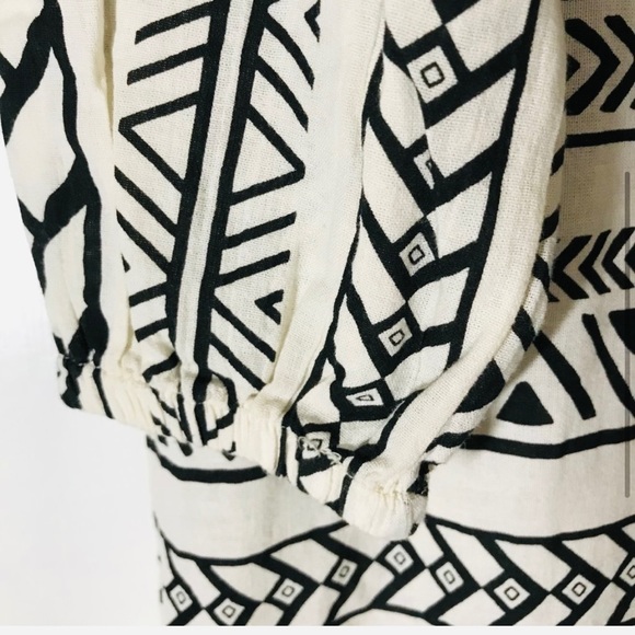 Vero Moda Boho Black & Ivory Aztec Print Long Sleeve Maxi Dress XS - Picture 2 of 7
